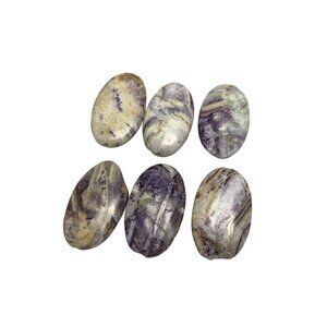 Lot Of 6 Oval Yellow And Purple Jasper Beads for Jewelry Or Crafts (2019)